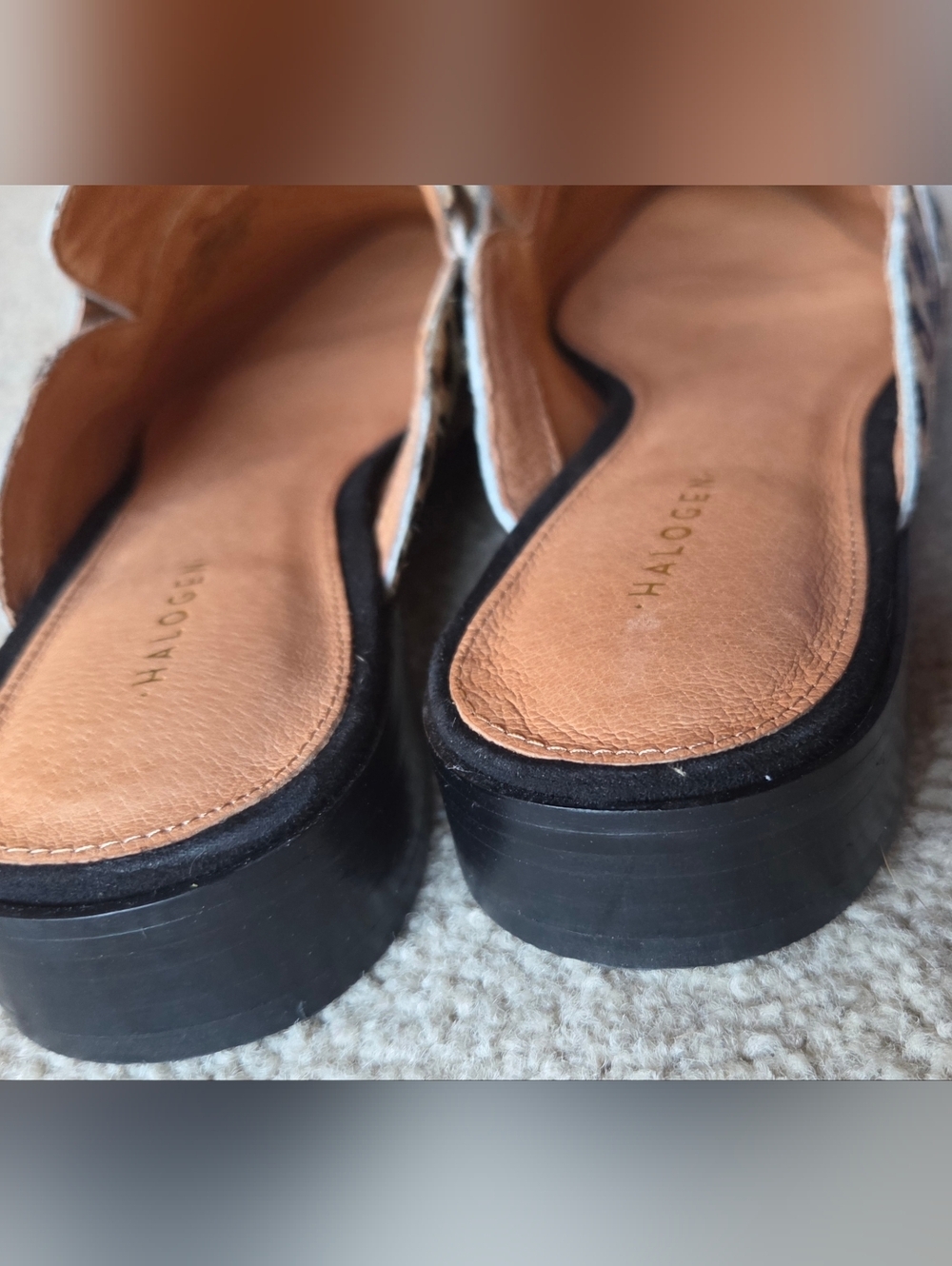 Halogen Violet Leopard Print Calf Hair Mules Size 8 - Picture 6 of 8